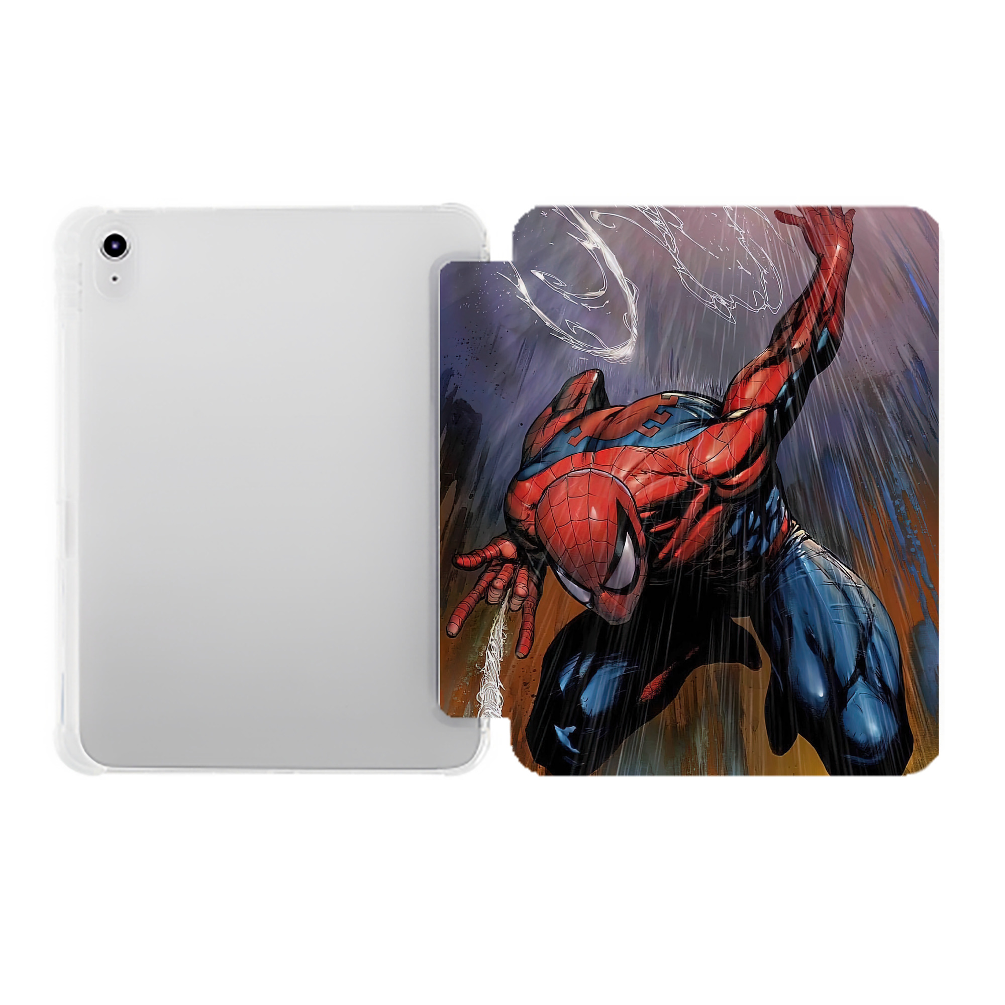 （画像用） Spider Man スパイダーマン IPad ケース ペン収納付き 三つ折りスタンド PUレザー×シリコン 対応機種9.5/10.5/10.9インチ